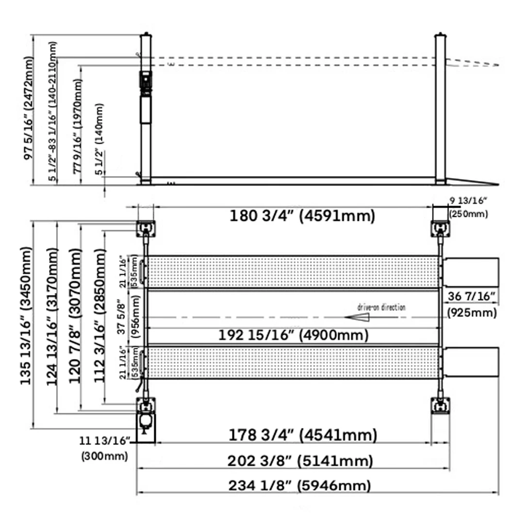 Stratus 4-Post 10k lbs Manual Release Car/Storage Lift SAE-P410 - Image 14