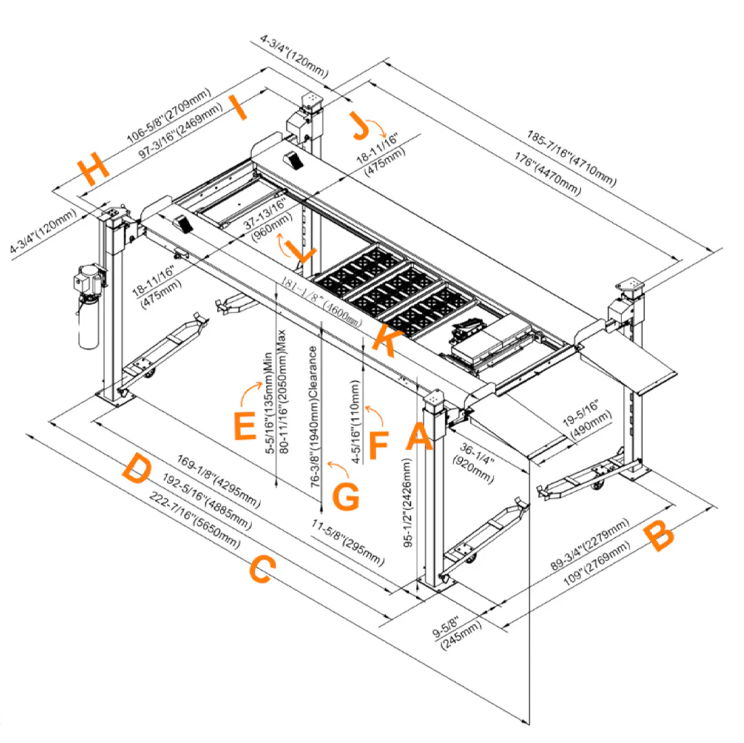 Stratus 4-Post 8k lbs 4 Post Mobile Compact Storage Parking Car Lift SAE-P48P - Image 4