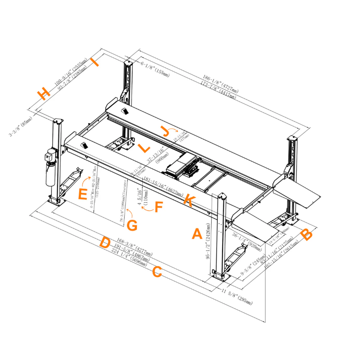 Stratus 4-Post 8k lbs Manual Release Car/Storage Lift w/Casters SAE-P48-G3 - Image 3