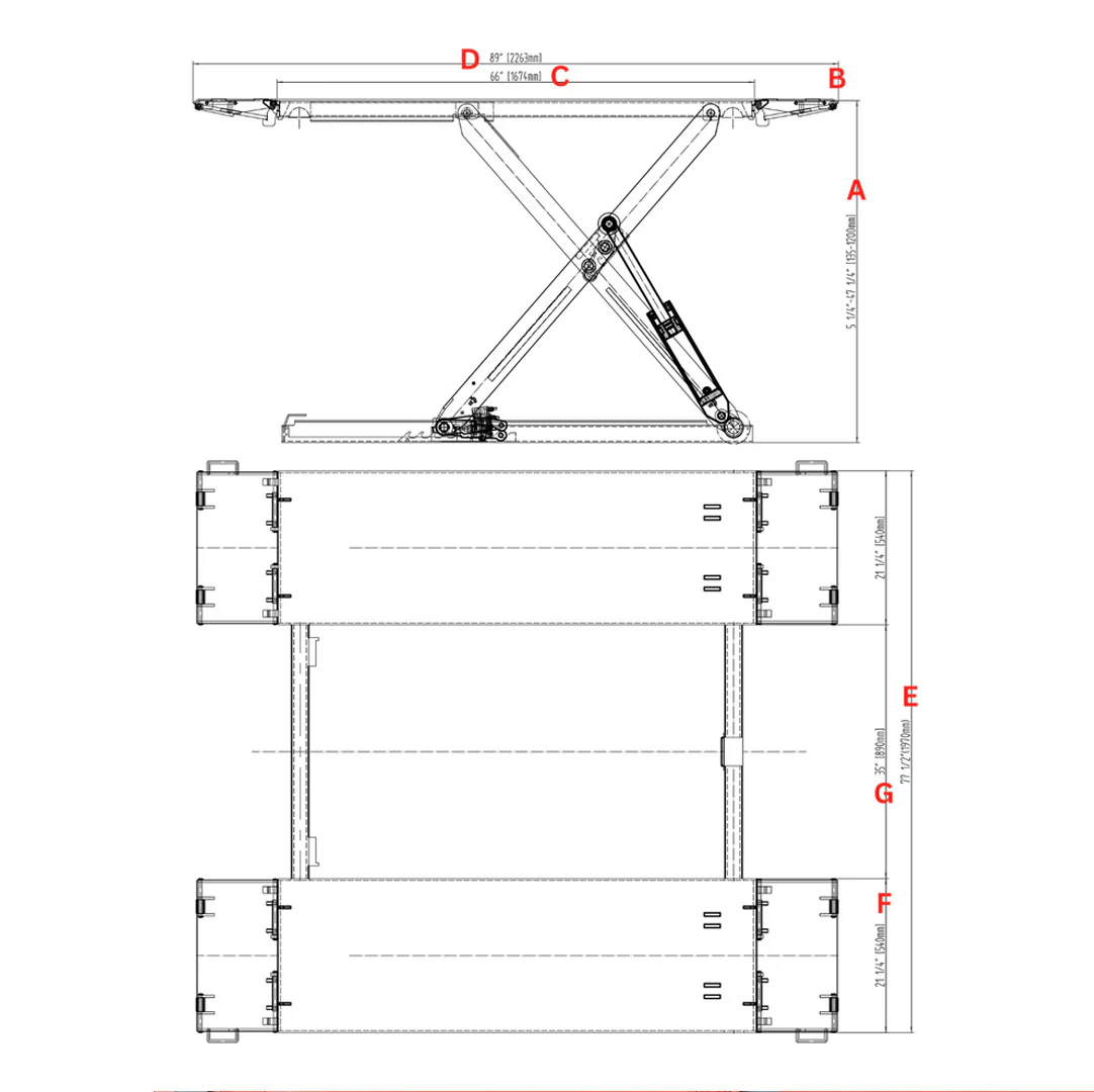 Stratus Extra Wide & Tall 10k lbs Scissor Car Lift, SAE-MS10000P - Image 7