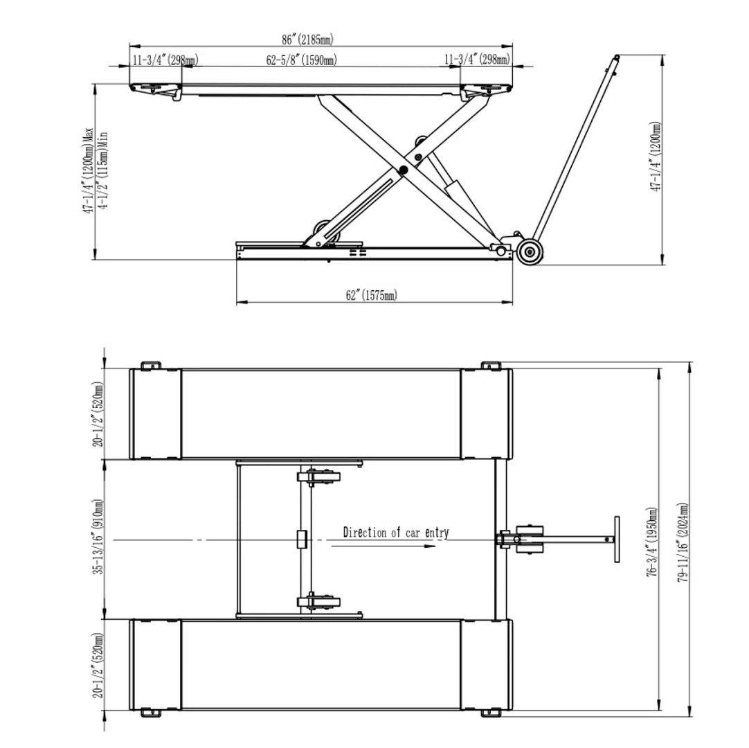 Stratus Extra Wide & Tall 9k lbs Scissor Car Lift, SAE-MS9000XT - Image 6
