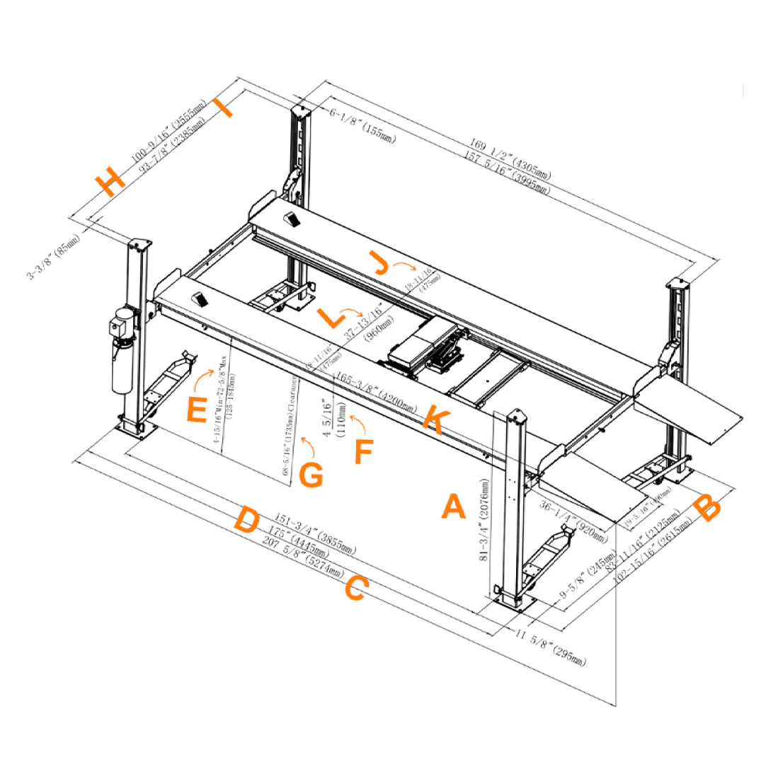 Stratus G3 4-Post 8k lbs Manual Release Car/Storage Lift SAE-P48C - Image 4